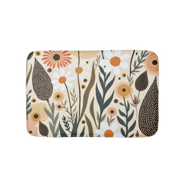 Botanical Boho Flowers Plants Design 389 Bath Mat (Front)