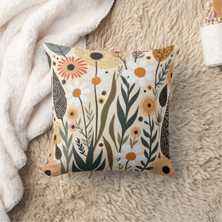 Botanical Boho Flowers Plants Design 389 Cushion