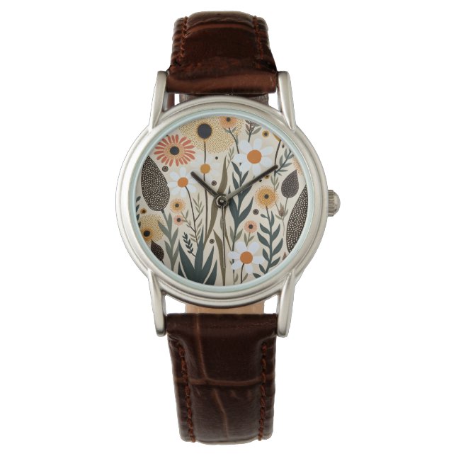 Botanical Boho Flowers Plants Design 389 Watch (Front)