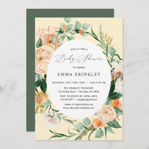 Botanical Boho Gender Neutral Yellow Baby Shower Invitation