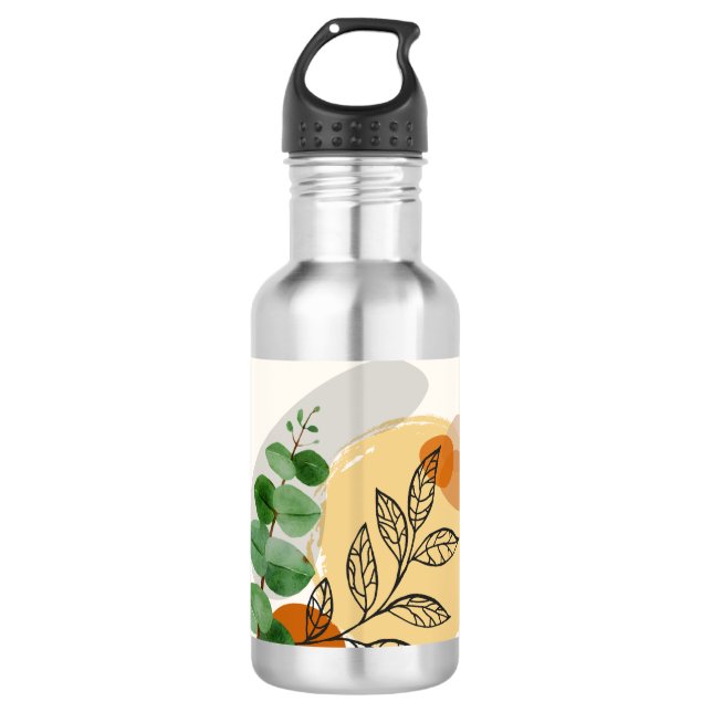 Botanical Boho Green Orange 532 Ml Water Bottle (Front)