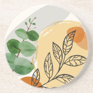 Botanical Boho Green Orange Coaster