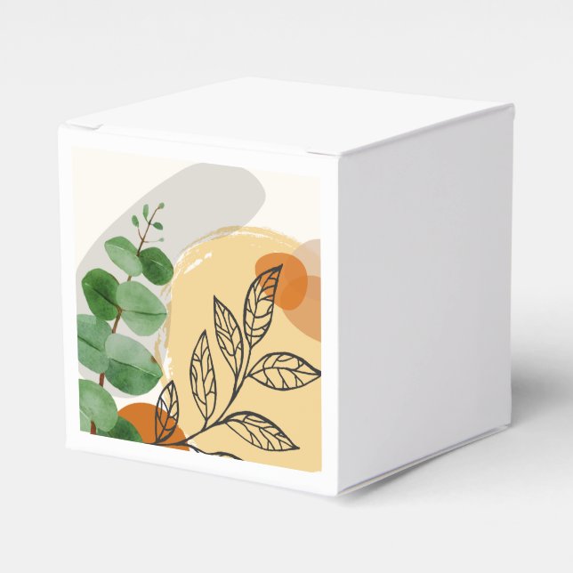 Botanical Boho Green Orange Favour Box (Front Side)
