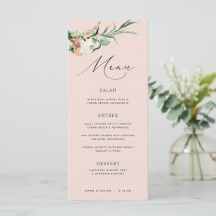 Botanical Boho Greenery Blush Pink Wedding Menu