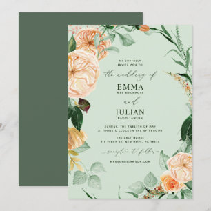 Botanical Boho Greenery Elegant Sage Green Wedding Invitation