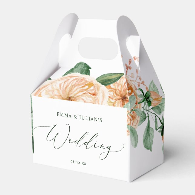 Botanical Boho Greenery Floral Neutral Wedding Favour Box (Front Side)