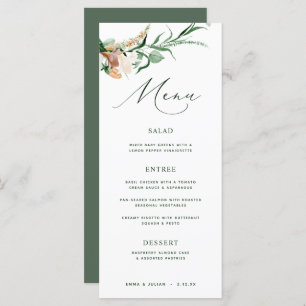 Botanical Boho Greenery Neutral Green Wedding Menu