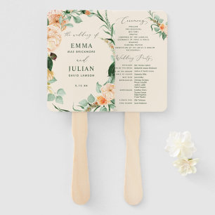 Botanical Boho Greenery Peach Wedding Program Hand Fan