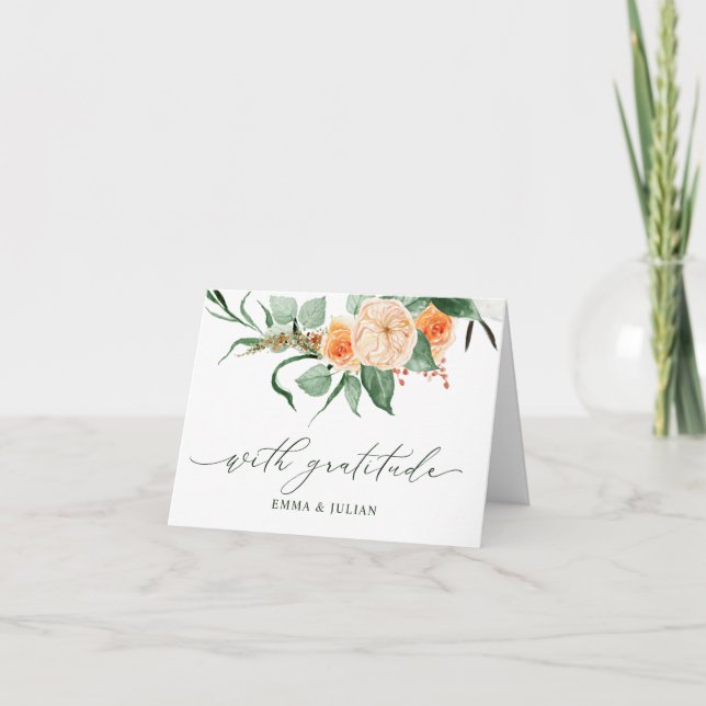 Botanical Boho Greenery Personalised Names Wedding Thank You Card (Front)