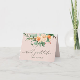 Botanical Boho Greenery Personalised Names Wedding Thank You Card