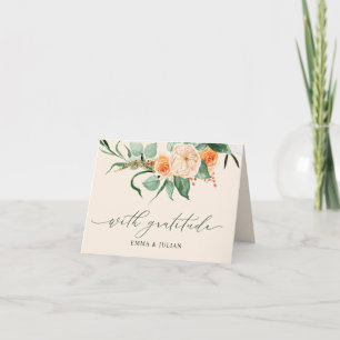 Botanical Boho Greenery Personalised Names Wedding Thank You Card