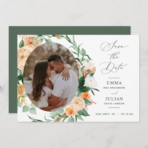 Botanical Boho Greenery Sage Green Neutral Photo Save The Date