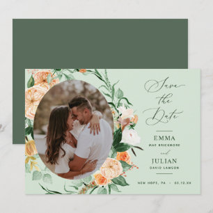 Botanical Boho Greenery Sage Green Neutral Photo Save The Date