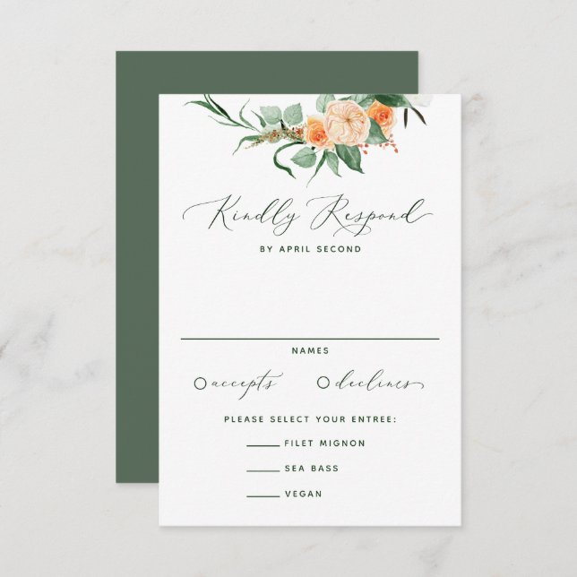 Botanical Boho Neutral Greenery Floral Wedding RSVP Card (Front/Back)