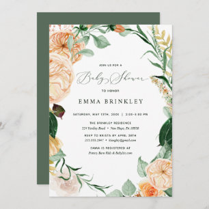 Botanical Boho Pastel Greenery Neutral Baby Shower Invitation