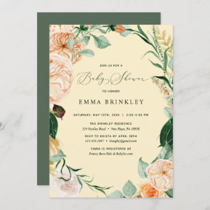Botanical Boho Pastel Yellow Neutral Baby Shower Invitation