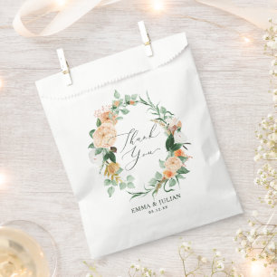 Botanical Boho Peach Watercolor Wedding Thank You Favour Bag