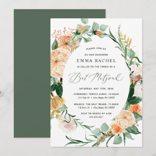 Botanical Boho Personalised Greenery Bat Mitzvah Invitation