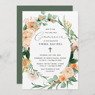 Botanical Boho Personalised Greenery Communion Invitation