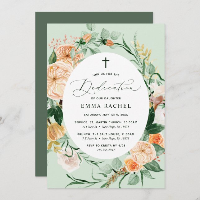 Botanical Boho Personalised Greenery Dedication Invitation (Front/Back)