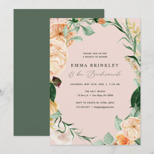 Botanical Boho Pink Bridesmaids Luncheon Brunch Invitation