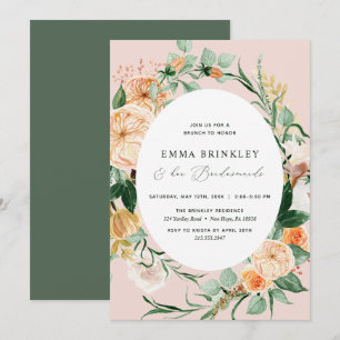 Botanical Boho Pink Bridesmaids Luncheon Brunch Invitation