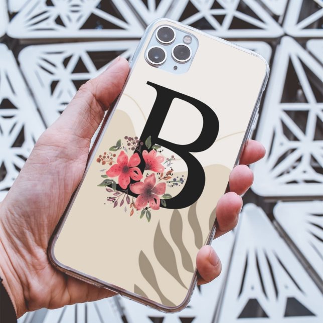 Botanical Boho Retro  With Name 1st Capital B Case-Mate iPhone Case (Creator Uploaded)