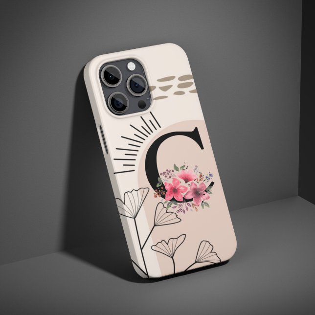 Botanical Boho Retro with Name 1st Capital C Case-Mate iPhone Case (Creator Uploaded)