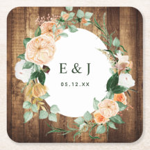 Botanical Boho Rustic Wood Monogram Barn Wedding