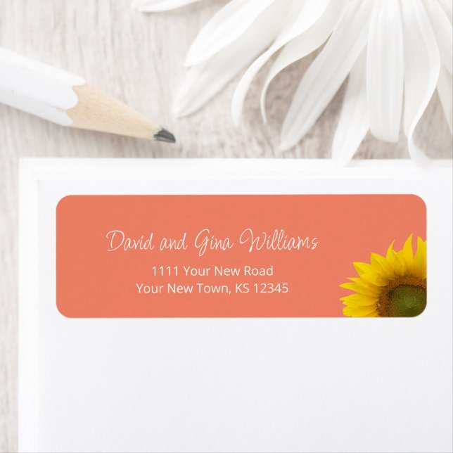 Botanical Boho Sunflower Peach Return Address Return Address Label (Insitu)