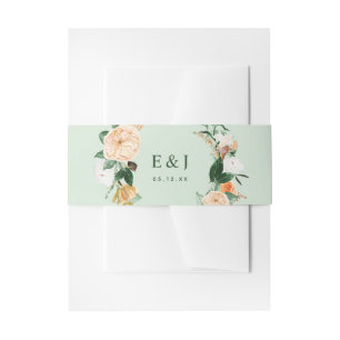 Botanical Boho Watercolor Floral Greenery Sage Invitation Belly Band