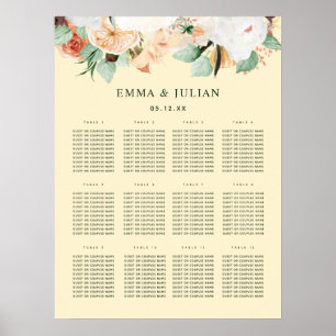 Botanical Boho Yellow Bloom Wedding Seating Chart 