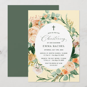 Botanical Boho Yellow Christening Personalised Invitation