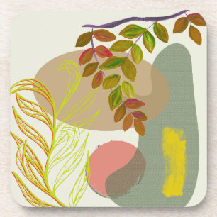 Botanical Boho Yellow Green Coaster
