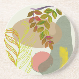 Botanical Boho Yellow Green Coaster