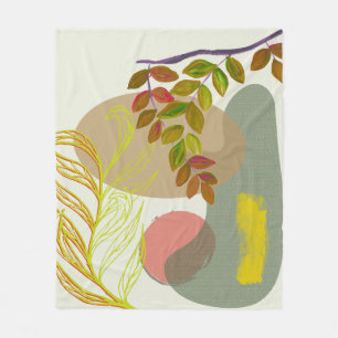 Botanical Boho Yellow Green Fleece Blanket