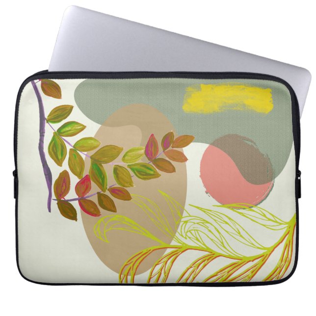 Botanical Boho Yellow Green Laptop Sleeve (Front)