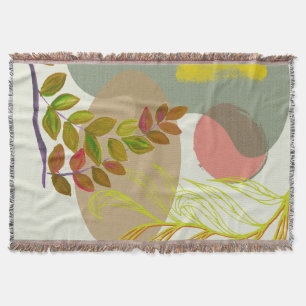 Botanical Boho Yellow Green Throw Blanket