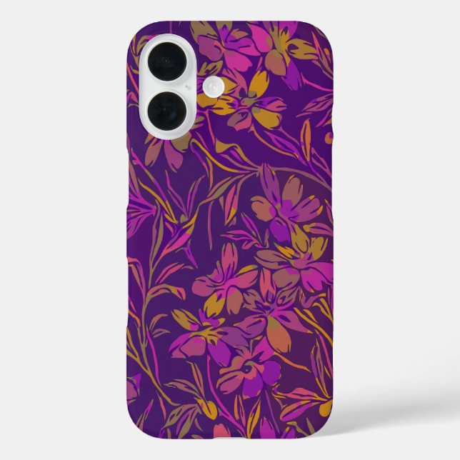 Botanical Bold Floral Pattern in Dark Purple Case-Mate iPhone Case (Back)