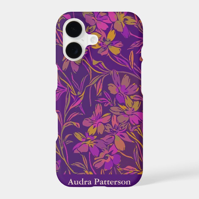 Botanical Bold Floral Pattern Purple Personalised (Back)