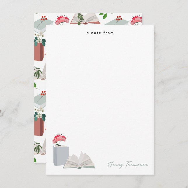 Botanical Books & Library Reading Custom Name Card (Front/Back)