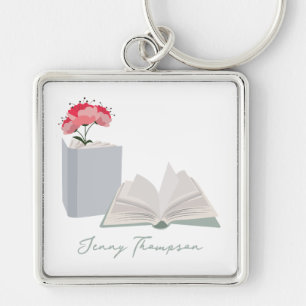 Botanical Books & Library Reading Custom Name Key Ring
