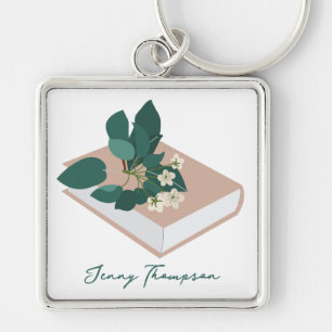 Botanical Books & Library Reading Custom Name Key Ring