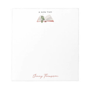 Botanical Books & Library Reading Custom Name Notepad