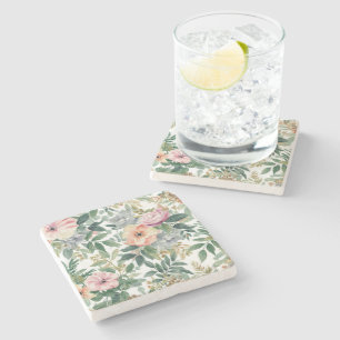 Botanical Bouquet Watercolor Eucalyptus Leaves Stone Coaster