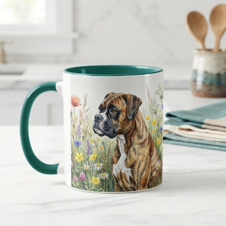 Botanical Boxer Dog Mug