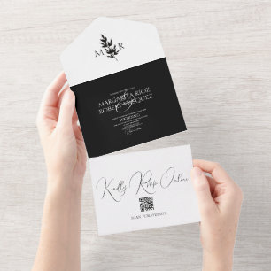 Botanical Branch Ampersand Monogrammed Wedding All In One Invitation