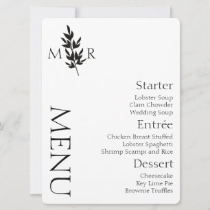 Botanical Branch Logo Wedding Menu Invitation