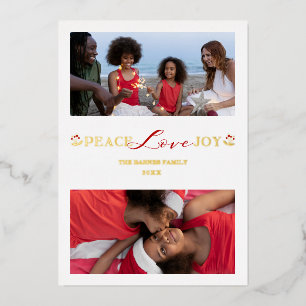 Botanical Branches Christmas Custom Photo Script Foil Holiday Card