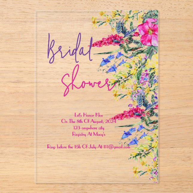 Botanical bridal shower invitation (Front)